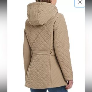 Jones New York Hooded Stand-Collar‎ Quilted Coat in a cream color Sz XXL